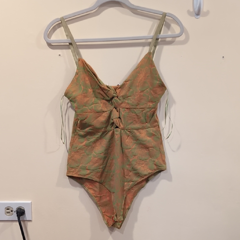 Zara Olive and Coral Bodysuit